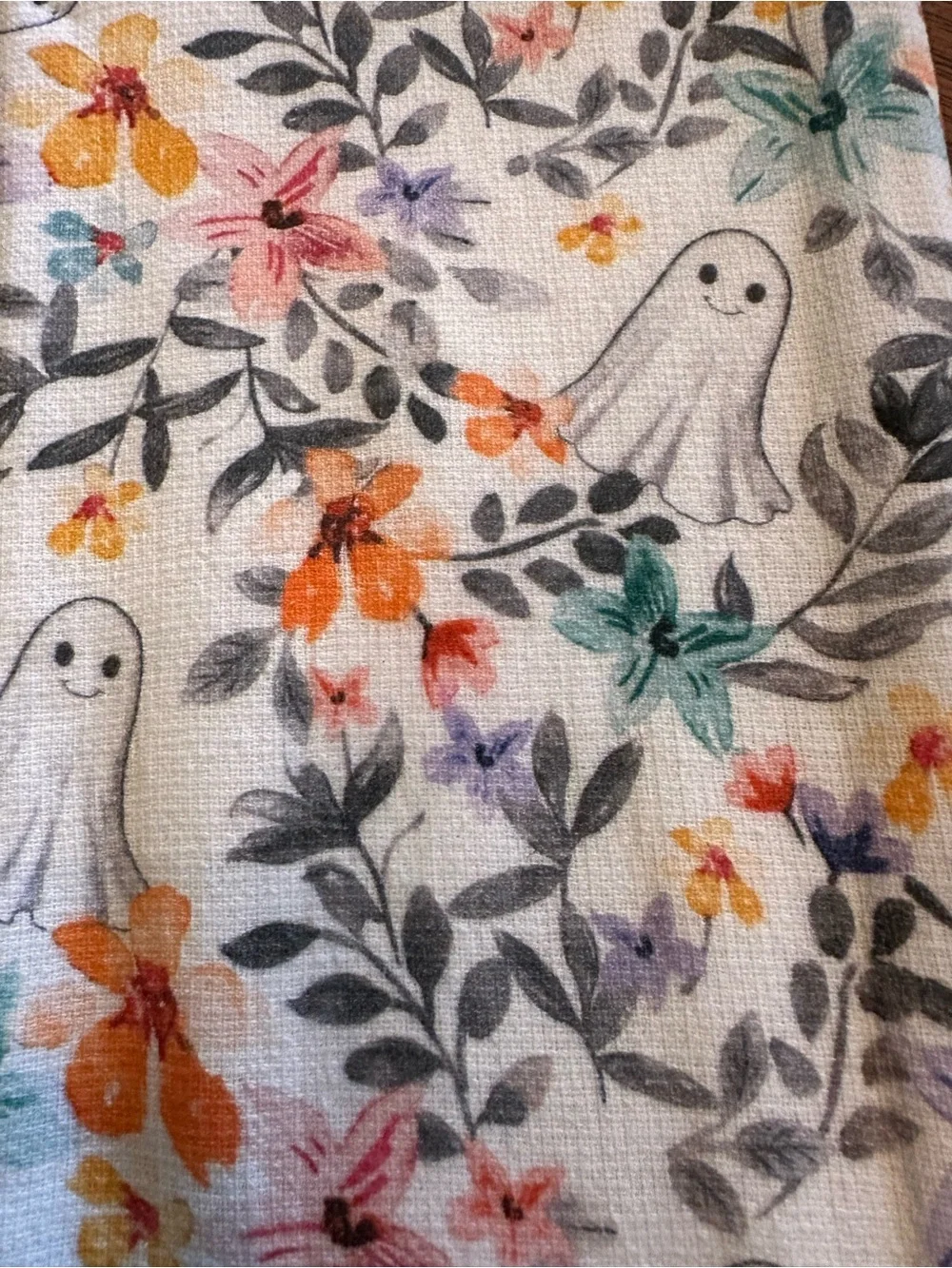 Halloween Kitchen Towels Set of 2 Ghost Floral Pumpkins Cottagecore Fall